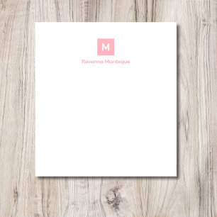 Blush Pink Modern Chic Trendy Monogram Name Notepad