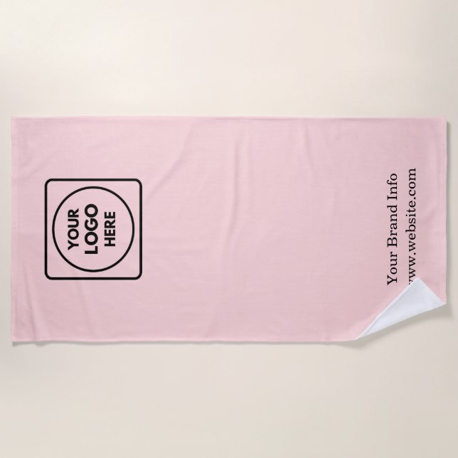 Blush Pink Modern | Custom Professional Logo  Beach Towel (Front)