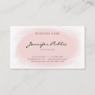 Blush Pink Modern Elegant Handwritten Script Plain Business Card
