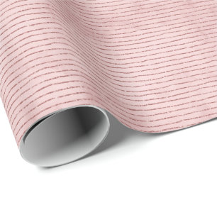 Blush Pink Modern Faux Foil Lines Christmas Wrapping Paper