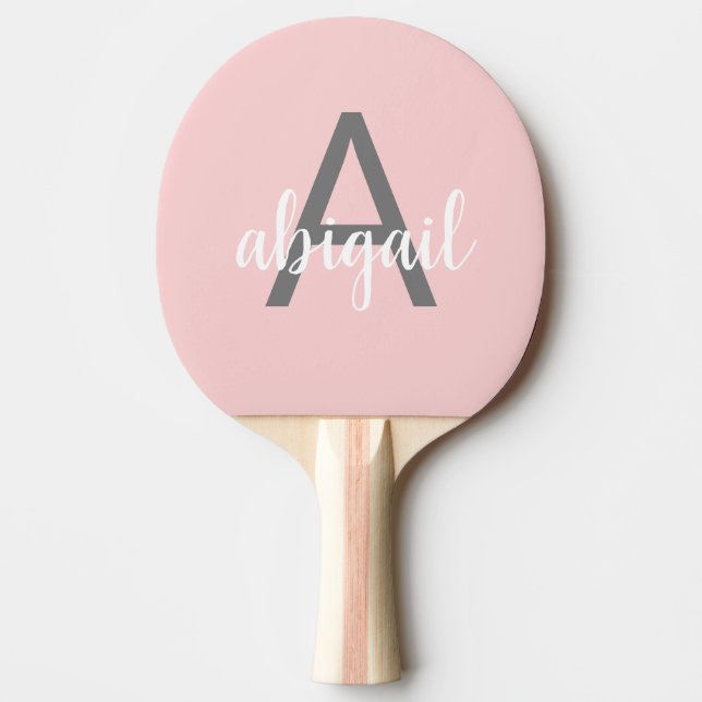 Blush Pink Modern Girly Monogram Ping Pong Paddle (Front)