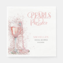Blush Pink Modern Glitter Pearls and Prosecco