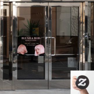 Blush Pink Modern Hair Salon Window Cling