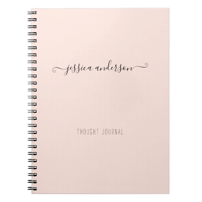Blush Pink Modern Handwriting Calligraphy Script Notebook (Front)