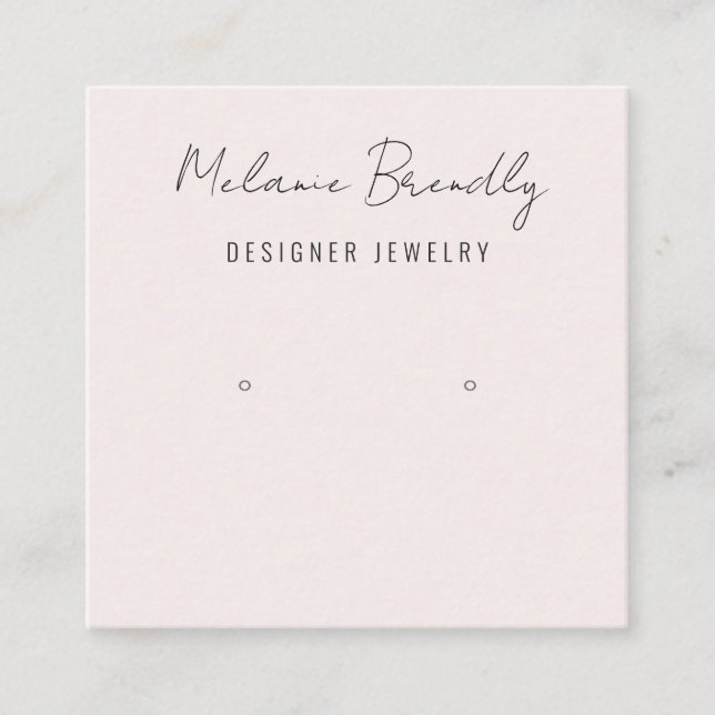 Blush Pink Modern Jewellery Earring Display  Square Business Card (Front)