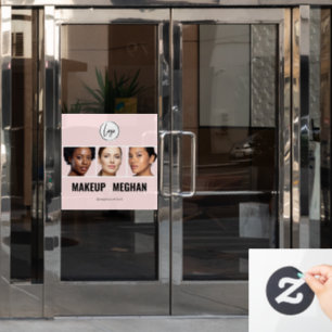 Blush Pink Modern Logo Photo Makeup Studio Window Cling