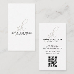 Blush Pink Modern Logo QR Code Photo Makeup Artist Business Card