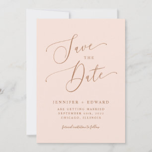 Blush Pink Modern Minimal Save The Date