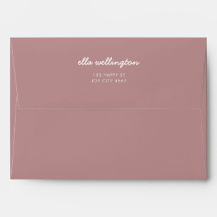 Blush Pink Modern Minimal Script Return Address Envelope
