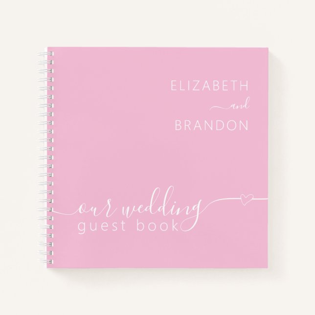 Blush Pink Modern Minimal Wedding Guest Book (Front)