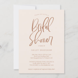 Blush Pink Modern Minimalist Bridal Shower Invitation
