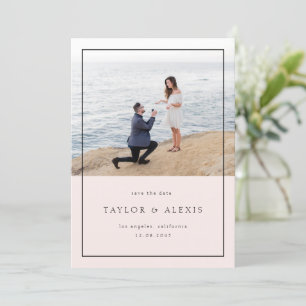 Blush Pink Modern Minimalist Frame Photo Save The Date