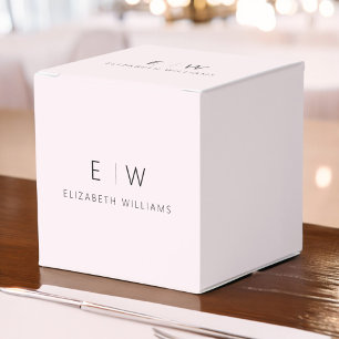 Blush Pink Modern Minimalist Monogram Name Favour Box