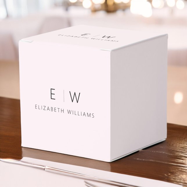 Blush Pink Modern Minimalist Monogram Name Favour Box (Creator Uploaded)