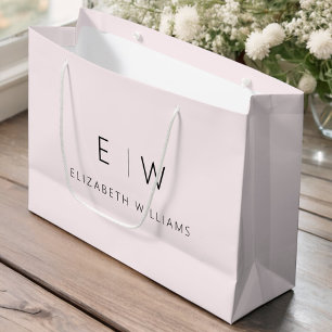 Blush Pink Modern Minimalist Monogram Name Large Gift Bag
