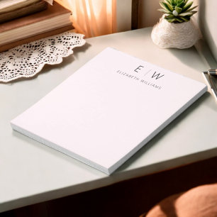 Blush Pink Modern Minimalist Monogram Name Notepad