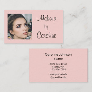 Blush Pink Modern Minimalist Photo Makeup  Business Card