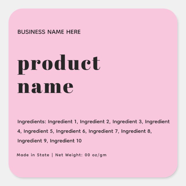 Blush Pink Modern, Minimalist Product Label (Front)