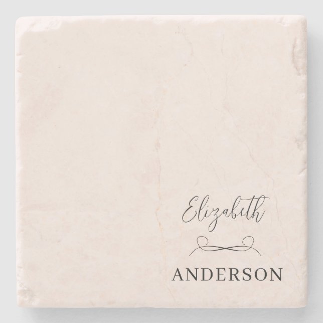 Blush Pink Modern Minimalist Stone Coaster (Front)