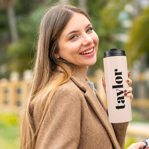 Blush Pink Modern Minimalist Trendy Personalised Thermal Tumbler