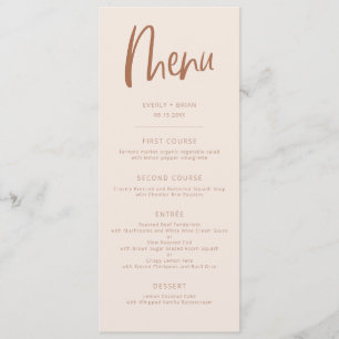 Blush Pink Modern Minimalist Wedding  Menu