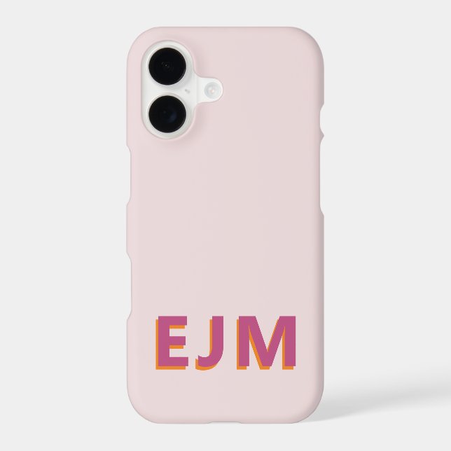 Blush Pink Modern Monogram Elegant iPhone Case (Back)