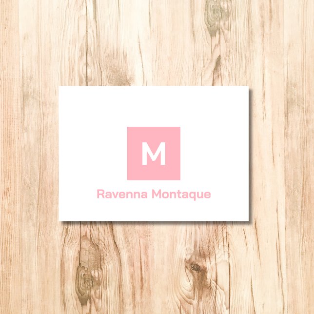 Blush Pink Modern Monogram Personalized Name  Note Card (Creator Uploaded)