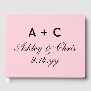 Blush Pink Modern Personalised Wedding Reception Guest Book