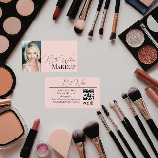 Blush Pink Modern Photo Beauty Business Card