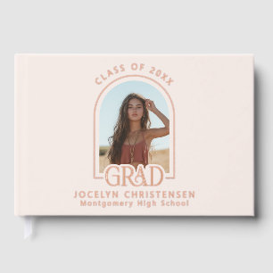 Blush Pink Modern Photo Graduation Rose Gold  Guest Book