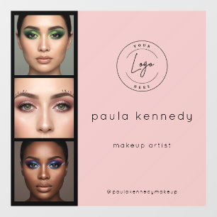 Blush Pink Modern Photo Makeup 3 Photo Square Window Cling