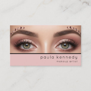 Blush Pink Modern Photo Makeup QR Code Business Card