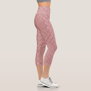 Blush Pink Modern Pressed Metal Geometric Pattern Capri Leggings