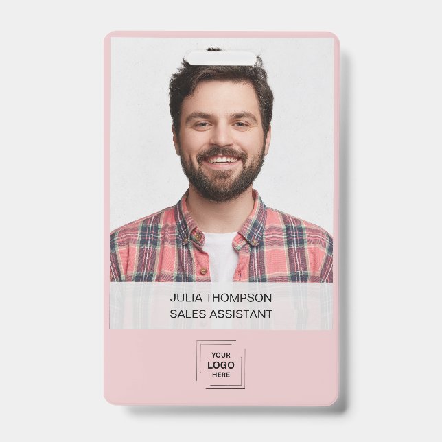 Blush Pink Modern Professional Identity Design ID Badge (Front)