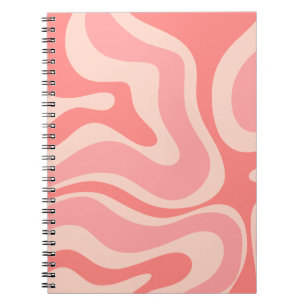 Blush Pink Modern Retro Liquid Swirl Abstract Notebook