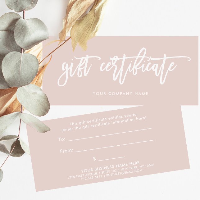 Blush Pink Modern Script | Gift Certificate (Creator Uploaded)