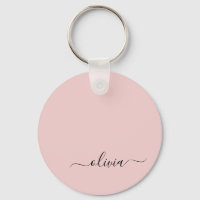 Blush Pink Modern Script Girly Monogram Name