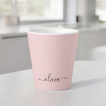 Blush Pink Modern Script Girly Monogram Name Latte Mug<br><div class="desc">Black and Blush Pink Simple Script Monogram Name Latte Coffee Cup Mug. This makes the perfect sweet 16 birthday,  wedding,  bridal shower,  anniversary,  baby shower or bachelorette party gift for someone that loves glam luxury and chic styles.</div>