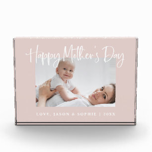Blush Pink Modern Script Happy Mother's Day Photo Block
