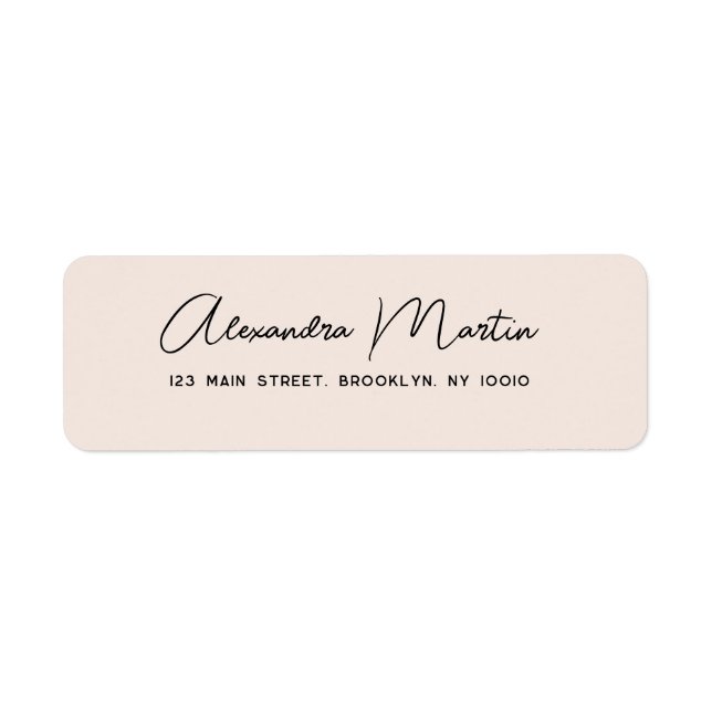 Blush Pink Modern Script Return Address Label (Front)