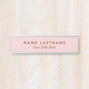 Blush Pink Modern Simple Girly Minimalist Title Door Sign