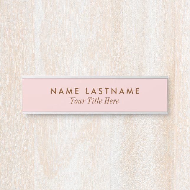 Blush Pink Modern Simple Girly Minimalist Title Door Sign (Front)