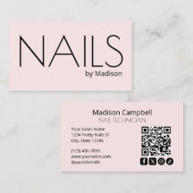 Blush Pink Modern Social Icon QR Code Nails