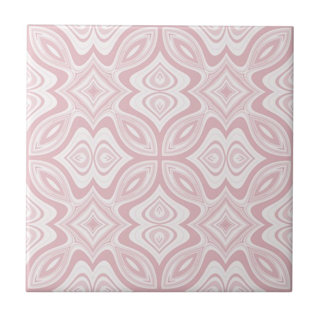 Blush Pink Modern Stylish Abstract Swirl Pattern Tile (Front)