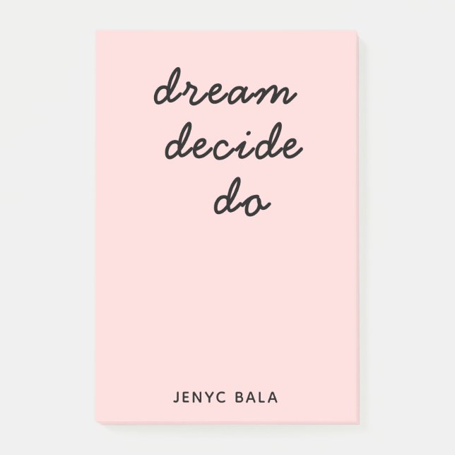 Blush Pink Modern Stylish Script Design Post-it Notes (Front)