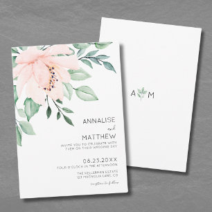 Blush Pink Modern Watercolor Floral Wedding Invitation