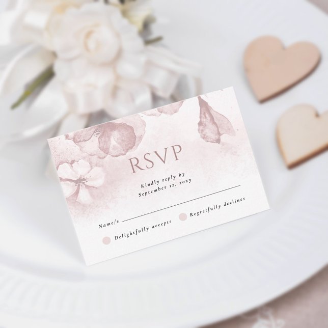 Blush Pink Modern Watercolor Floral Wedding RSVP Card (Creator Uploaded)