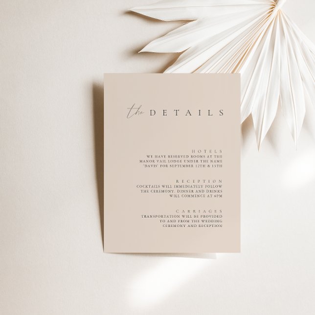 Blush Pink Modern Wedding Details Enclosure Card (Creator Uploaded)