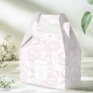 Blush Pink Monogram Crest Chinoiserie Peonies Favour Box