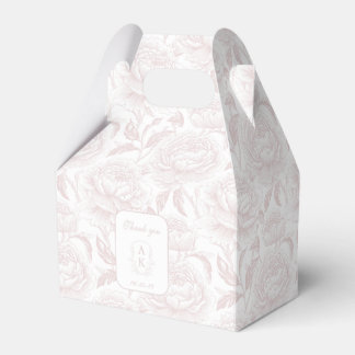 Blush Pink Monogram Crest Chinoiserie Peonies Favour Box